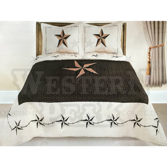 Beige Texas Star Barb Wire 3 Piece Western Home Bedding Set