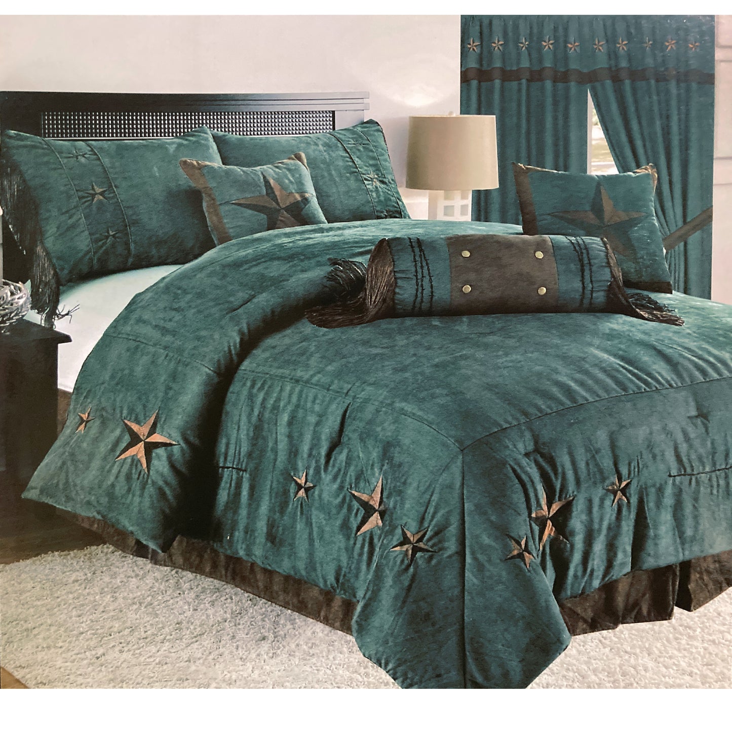 Teal Turquoise Texas Western Star 7 Piece Comforter Bedding Set