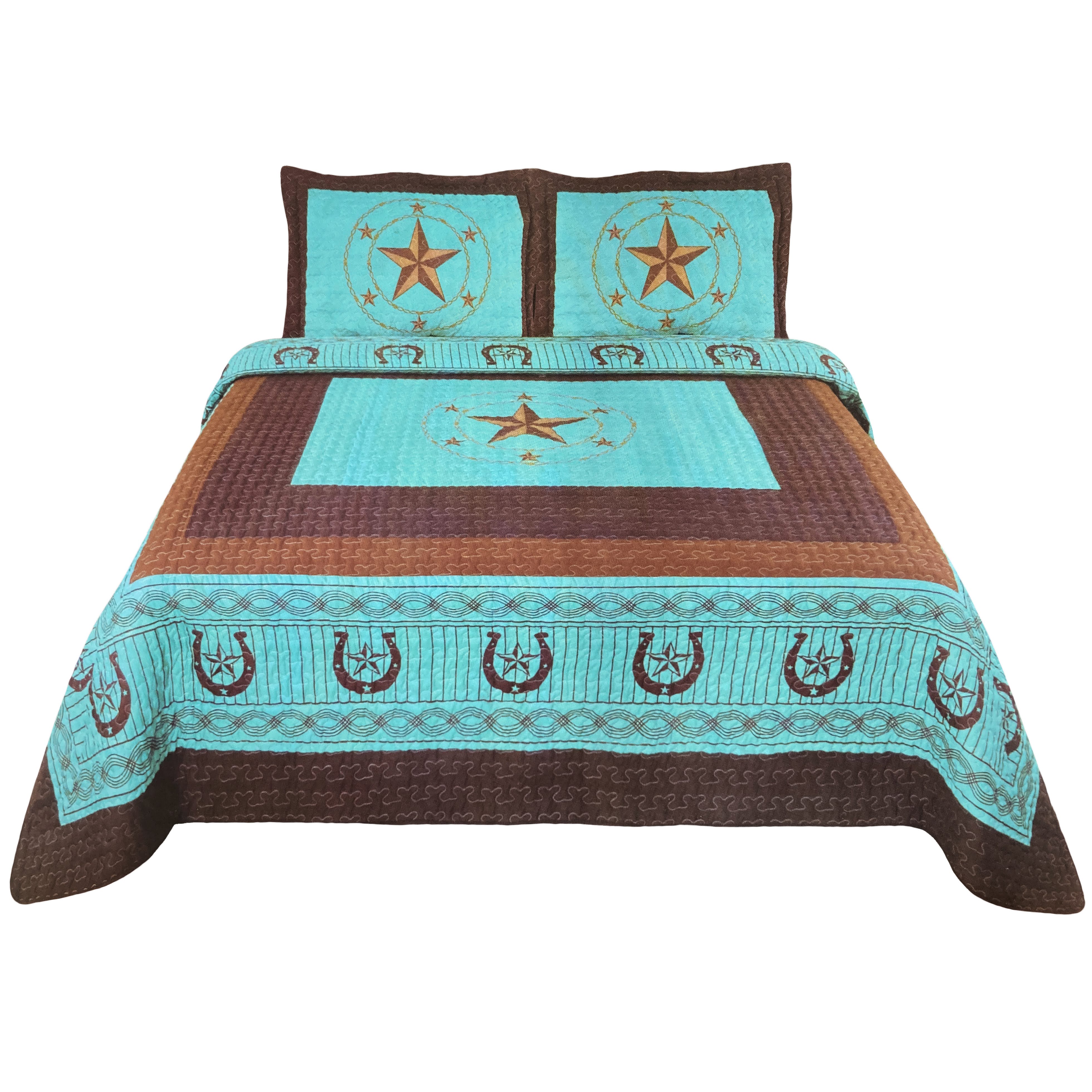 3 Pc West Key Deep Teal Faux Fur Queen Quilt outlet Set